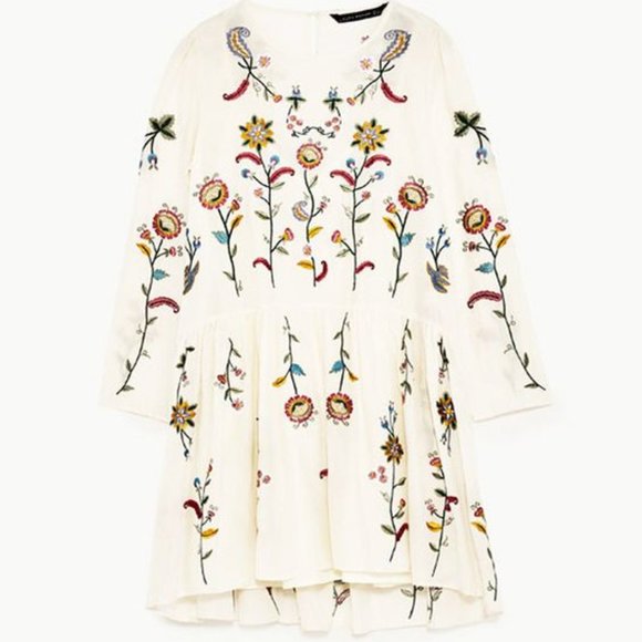 Zara Mulberry Silk Embroidered Floral Dress - Picture 3 of 3